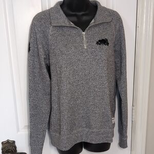 Roots Salt And Pepper Quarter Zip Up Sweater Classic Beaver LOGO Small Womens